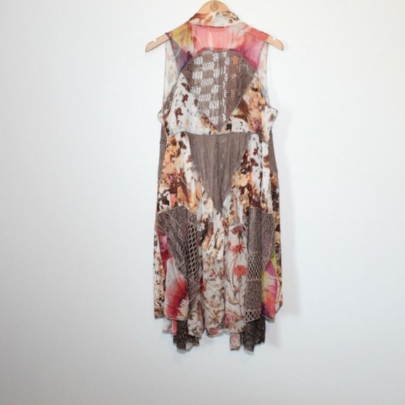 Soft Surroundings Sheer Crochet Adriana Open Vest Brown Women's Size OS H12785 - Picture 10 of 11